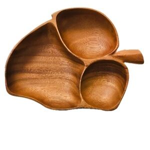 Vintage Blair Hawaii Monkey Pod Wood Leaf Bowl 70s
